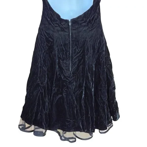 Vintage Black Velvet Halter Dress W/ Bead Sequin Detail whimsygoth elegant glam - Picture 12 of 14